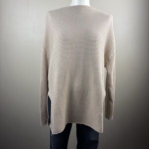 Pact Women's Beige Knit Organic Cotton Classic Ribbed Tunic Sweater